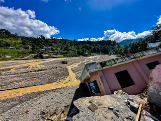 Nakhu River Flooding Damaged Homes in Tikabhairab Region of Southern Lalitpur, Nepal. Homes have...
