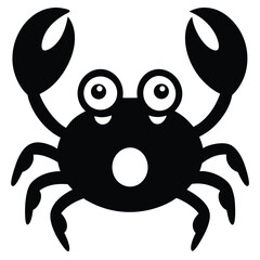 Obraz premium Cute black silhouette of a cartoon crab with big eyes and large claws isolated on a white background