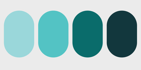 Ocean Blue Color Palette, Blue Color Code Guide Palette. Sea Blue Colors Palette Vector. 