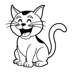 Obraz premium A playful cartoon black cat chases a mouse, a cute and funny animal illustration.