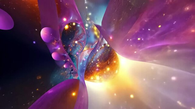 Exploring the Beauty of Fourth Dimension Artistic Abstraction with Vibrant Colors and Complex Patterns in a Surreal Universe