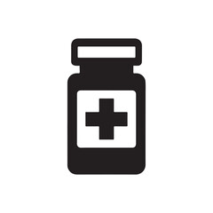 Minimalist Black and White Medicine Pill Bottle Icon

