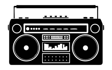 Fototapeta premium Old radio full black silhouette vector illustration design