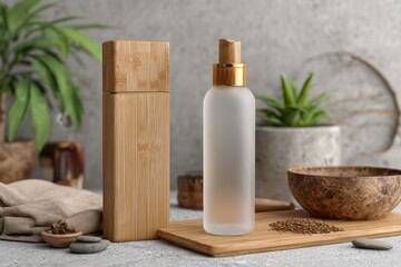 Frosted glass cosmetic bottle mockup