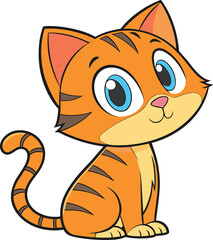 Cute cartoon orange tabby cat sitting