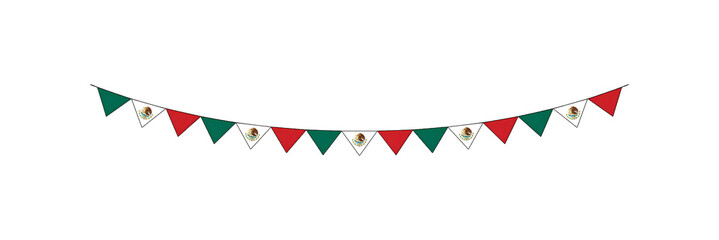 Obraz premium Mexican Flag Style Triangle Flag Garland