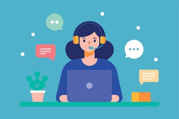 business woman with speech bubbles