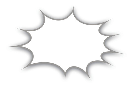 The shape is reminiscent of an explosion or a sudden impact, often used in comics and graphic novels to convey loud noises, shouts, or impactful statements.