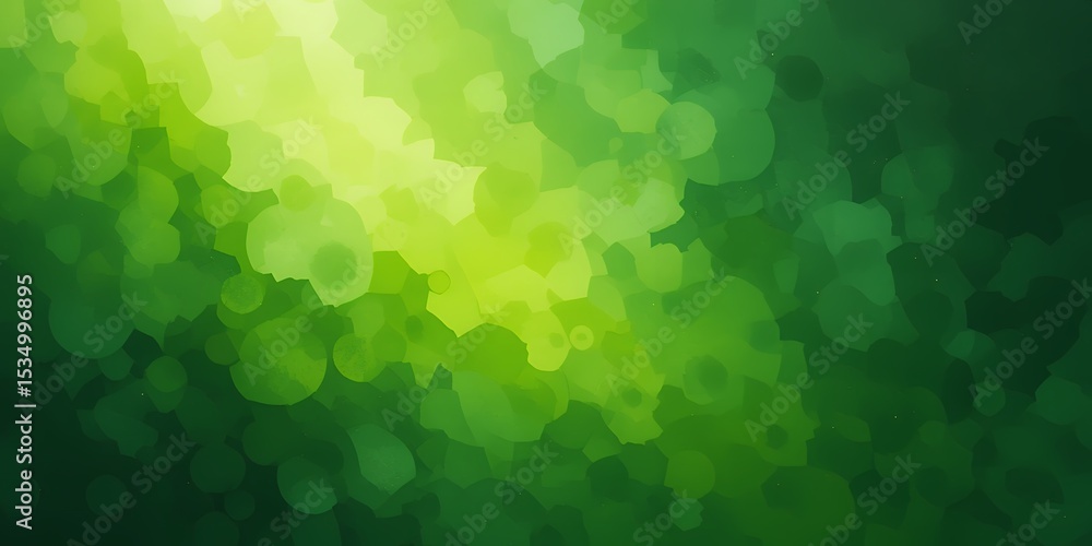 Poster abstract green bokeh background with soft glowing light and layered circular shapes