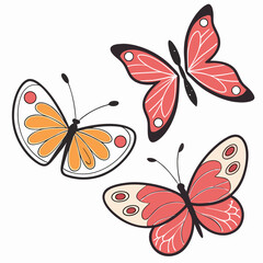 set of vector butterflies