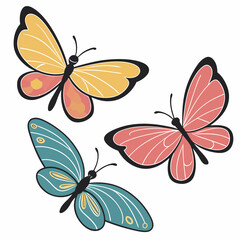 set of butterflies