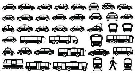 Transportation Options Many Different Vehicles Silhouettes Designs Illustration Stock Vector Image
