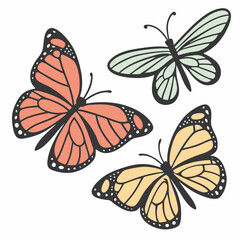 set of butterflies
