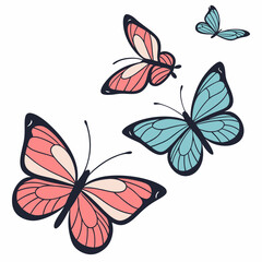 Fototapeta premium butterflies and flowers