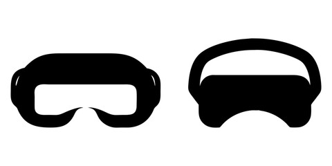 Set of virtual glass full black silhouette vector illustration design