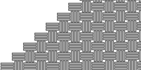 Gray Weave Pattern Showing Repetition Useful as Background. Minimal line Seamless geometric pattern with shapes. Decoration and maze ornament square wall tile. grey rattan weave texture background.