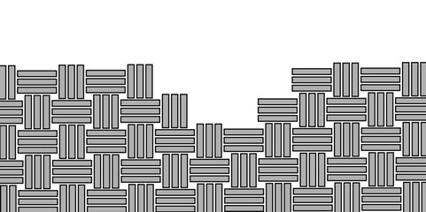 Gray Weave Pattern Showing Repetition Useful as Background. Minimal line Seamless geometric pattern with shapes. Decoration and maze ornament square wall tile. grey rattan weave texture background.