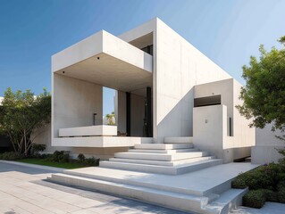 Modern minimalist house exterior architecture daytime view