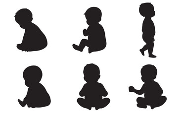 Baby collection silhouette, Baby activity silhouette . Good use for logo or symbol your company. Easy to edit or change color. 