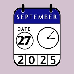 vector calendar icon,27 september ,September month calander,Date ,Illustration,Graphic design, September month date,day, holiday