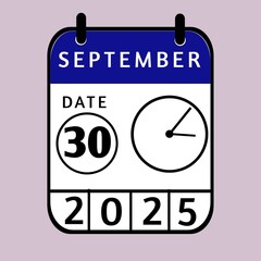 vector calendar icon,,30 september ,September month calander,Date ,Illustration,Graphic design, September month date,day, holiday