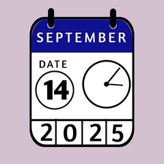 vector calendar icon,14 september ,September month calander,Date ,Illustration,Graphic design, September month date,day, holiday