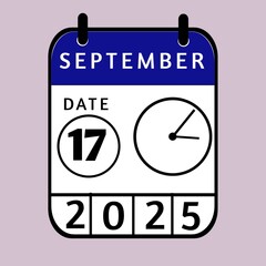vector calendar icon,17 september ,September month calander,Date ,Illustration,Graphic design, September month date,day, holiday
