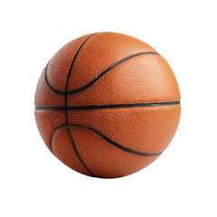 Fototapeta premium Textured orange basketball with black lines, isolated on transparency background, showcasing its classic design and spherical shape. Perfect for sports and recreation themes