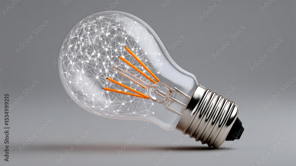 Aufkleber light bulb with a wire mesh inside of it. the bulb is lit up and the wire mesh is glowing