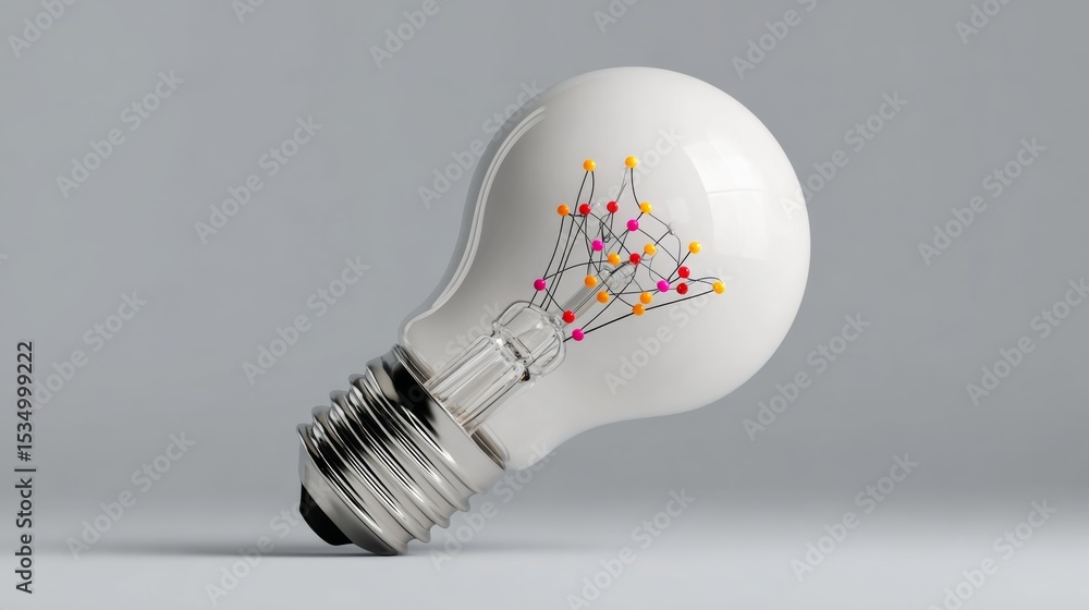 Aufkleber light bulb with a bunch of dots on it. the bulb is white and the dots are in different colors