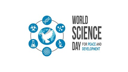 world science day for peace and development video animation concept