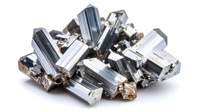 Terbium Crystals Detailed Close-up Isolated on White