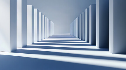 Symmetrical Corridor with Parallel Columns and Soft Lighting