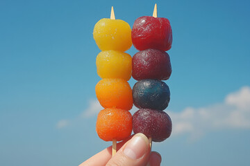 Hand holding colorful jelly beans.