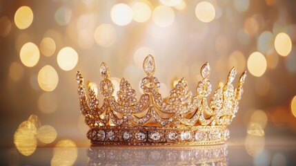 Luxurious golden crown with sparkling gems.