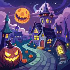 Cartoon Halloween Illustration with Spooky Dog Character in a Fun Style