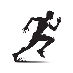 running vector silhouette clip art logo design illustration set