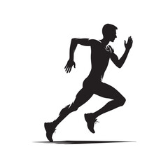 running vector silhouette clip art logo design illustration set