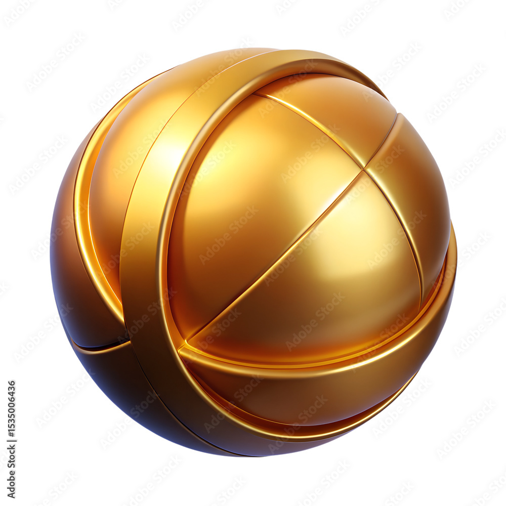 Poster luxurious golden 3d rendering of a sphere object with plastic-style design isolated on black backgro