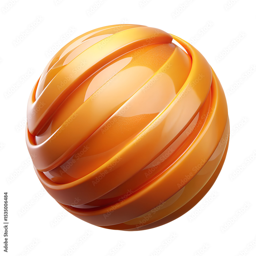 Poster an abstract modern orange sphere shape with a 3d rendering and a plastic-style design isolated on a 