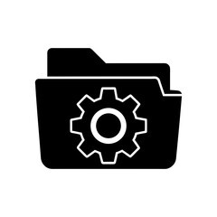 file folder with gear icon on white background  .svg