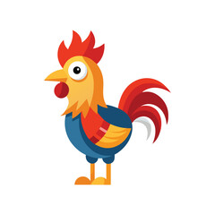 Flat and Minimal rooster icon vector illustration
