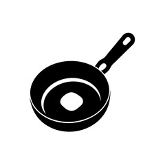 frying pan with egg icon on white background  .svg