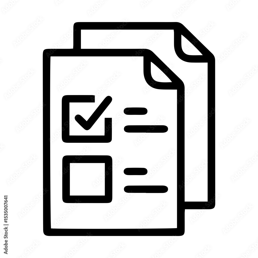 Fototapete outline style image depicts two overlapping document pages, with the front page featuring a checked 