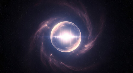 Fototapeta premium Luminous Orb Pulsing in Grainy Space