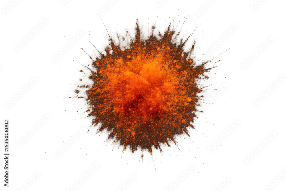 Poster powerful explosion creating a bright orange cloud of dust, perfect for visual effects and motion gra