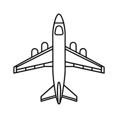 Black and White Vector Airplane Minimal Line Art Drawing