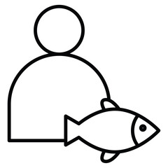 Fisherman with fish icon simple flat icon vector symbol