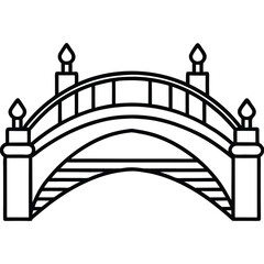 Black and White Line Art of Minimal Bridge Vector