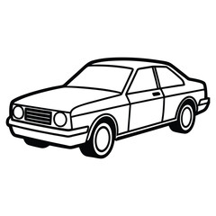 Minimal Car Vector Line Art in Black and White